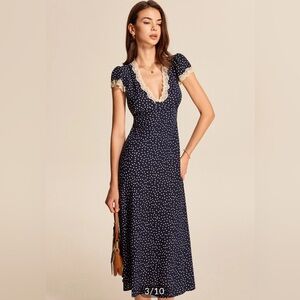 Polka Dot Lace-Trim Dress Commense Size S NWT CC15